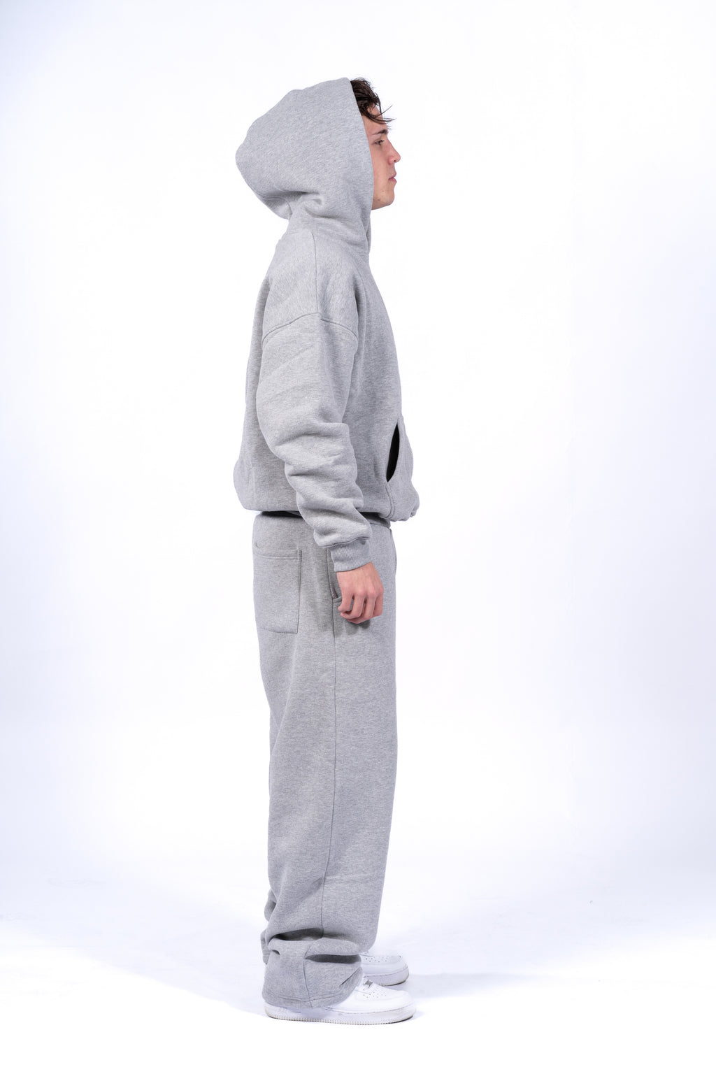 GREY MELANGE OPEN LEG JOGGER