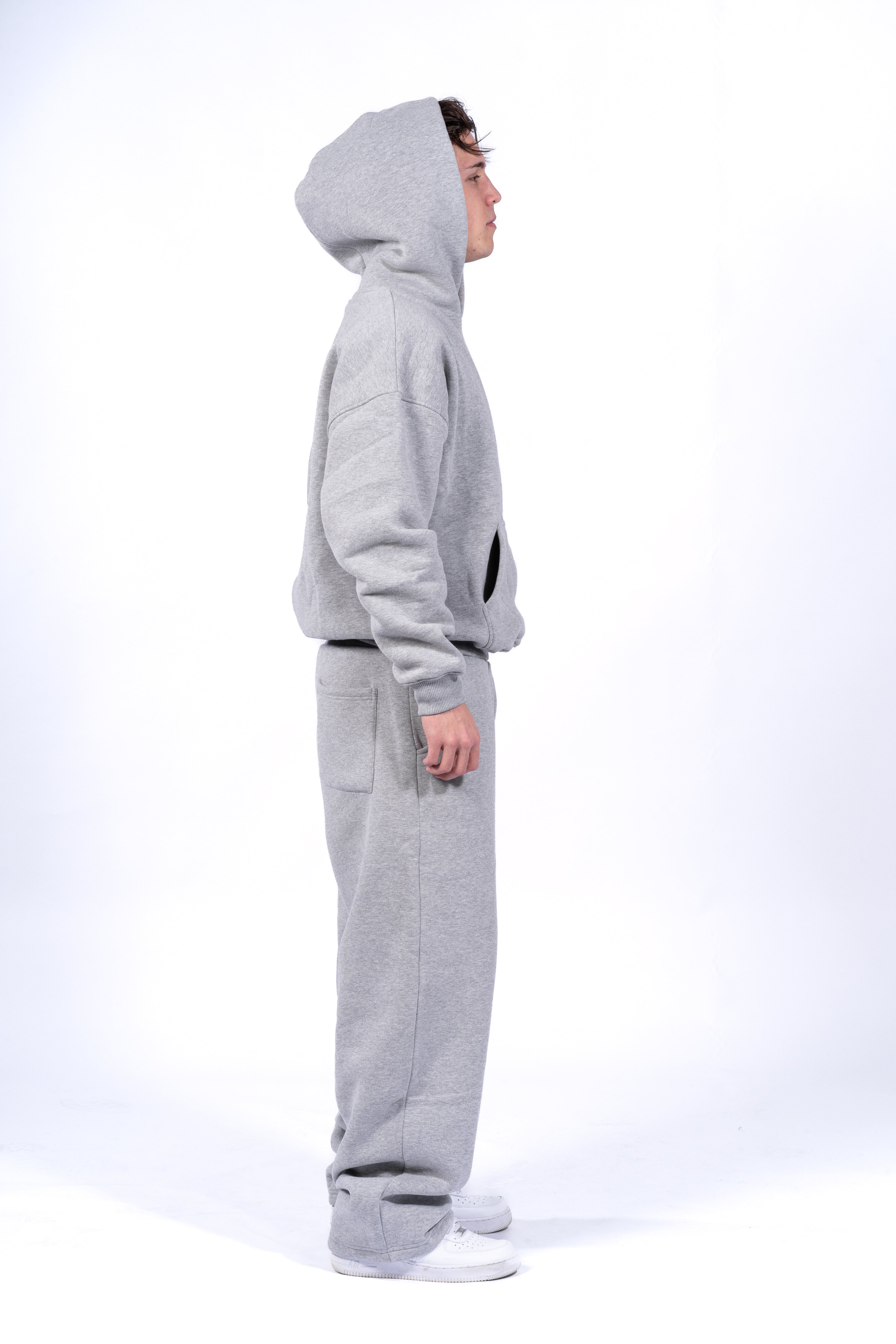 GREY MELANGE OPEN LEG JOGGER
