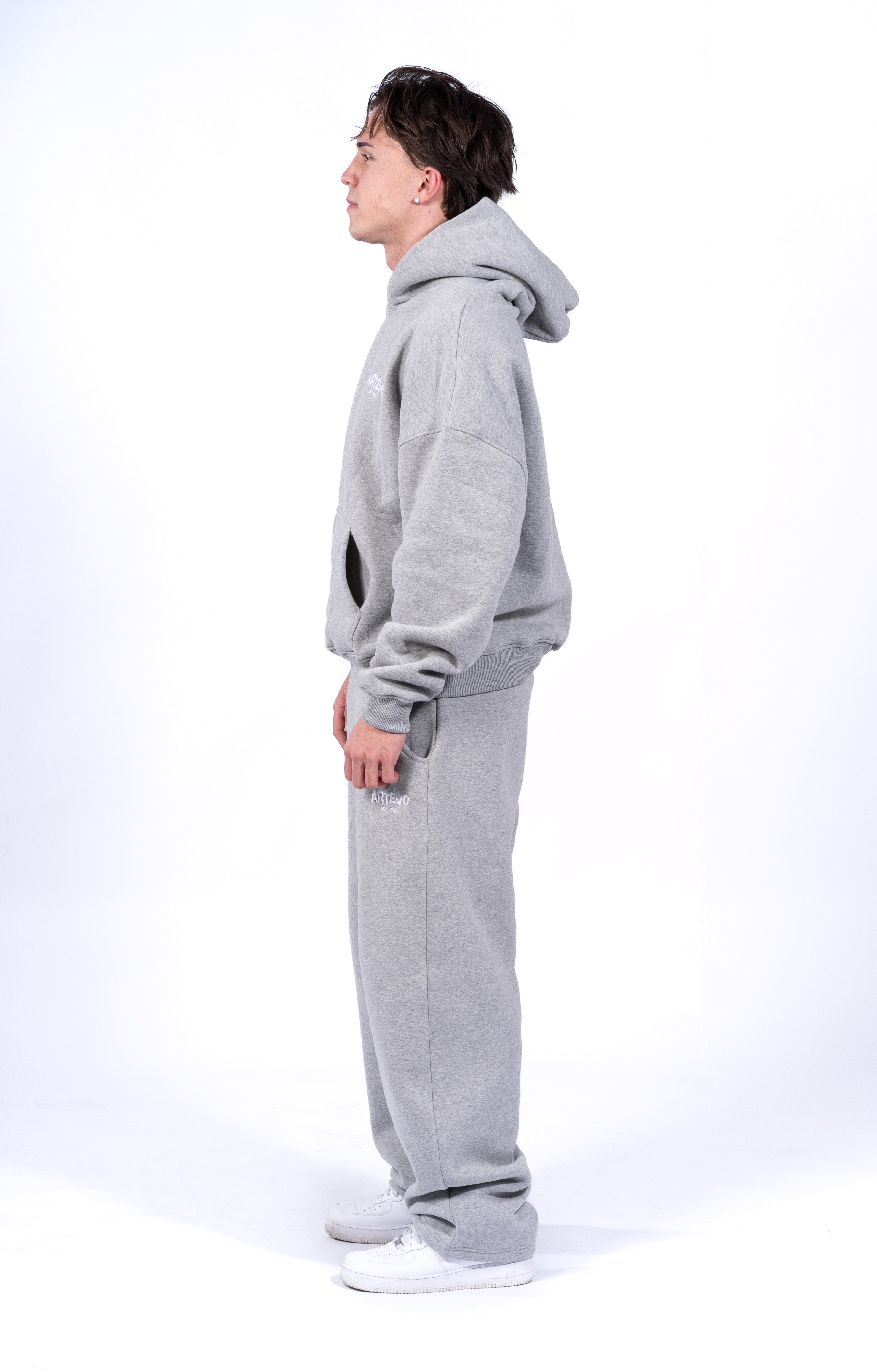 GREY MELANGE OPEN LEG JOGGER