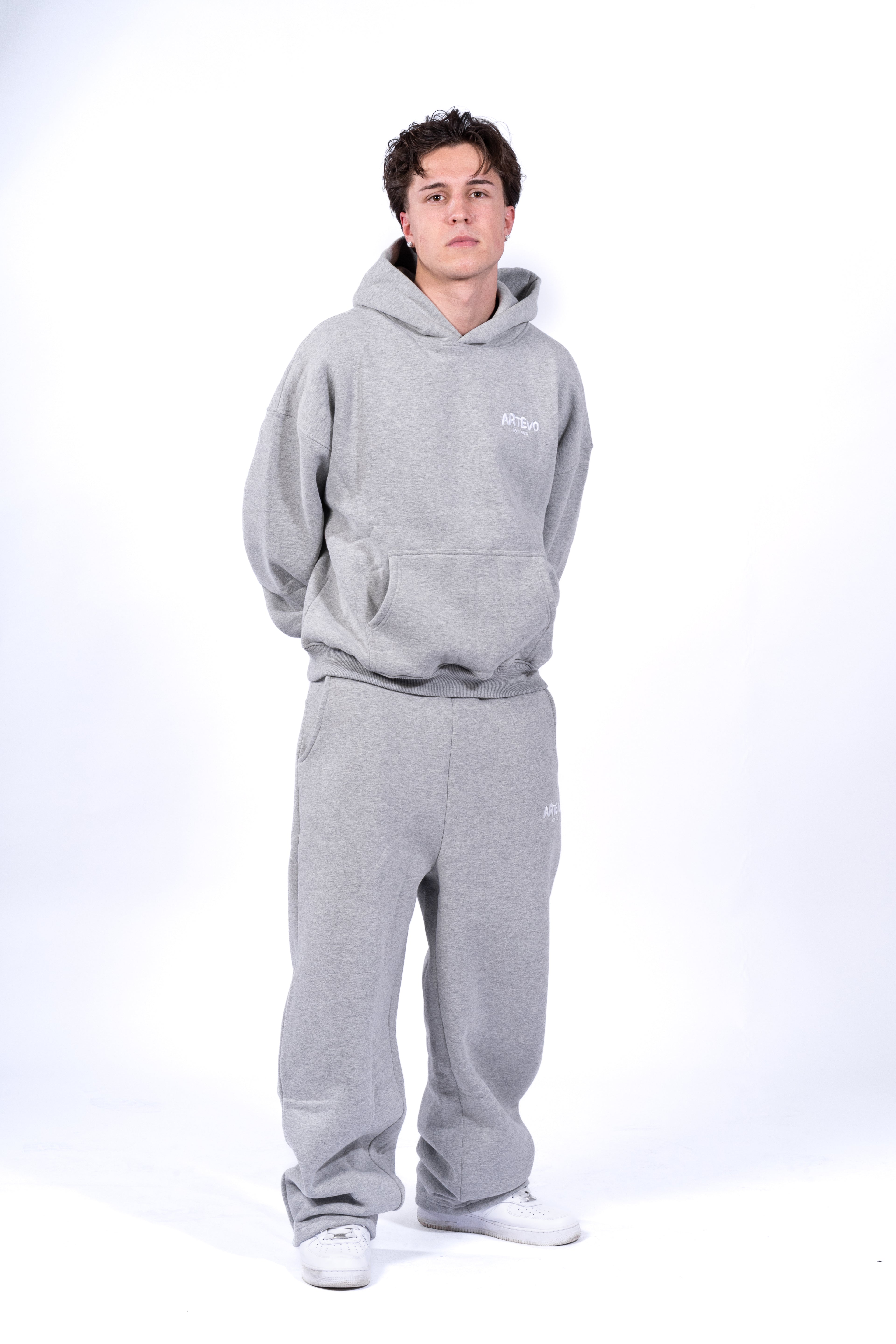 GREY MELANGE OPEN LEG JOGGER