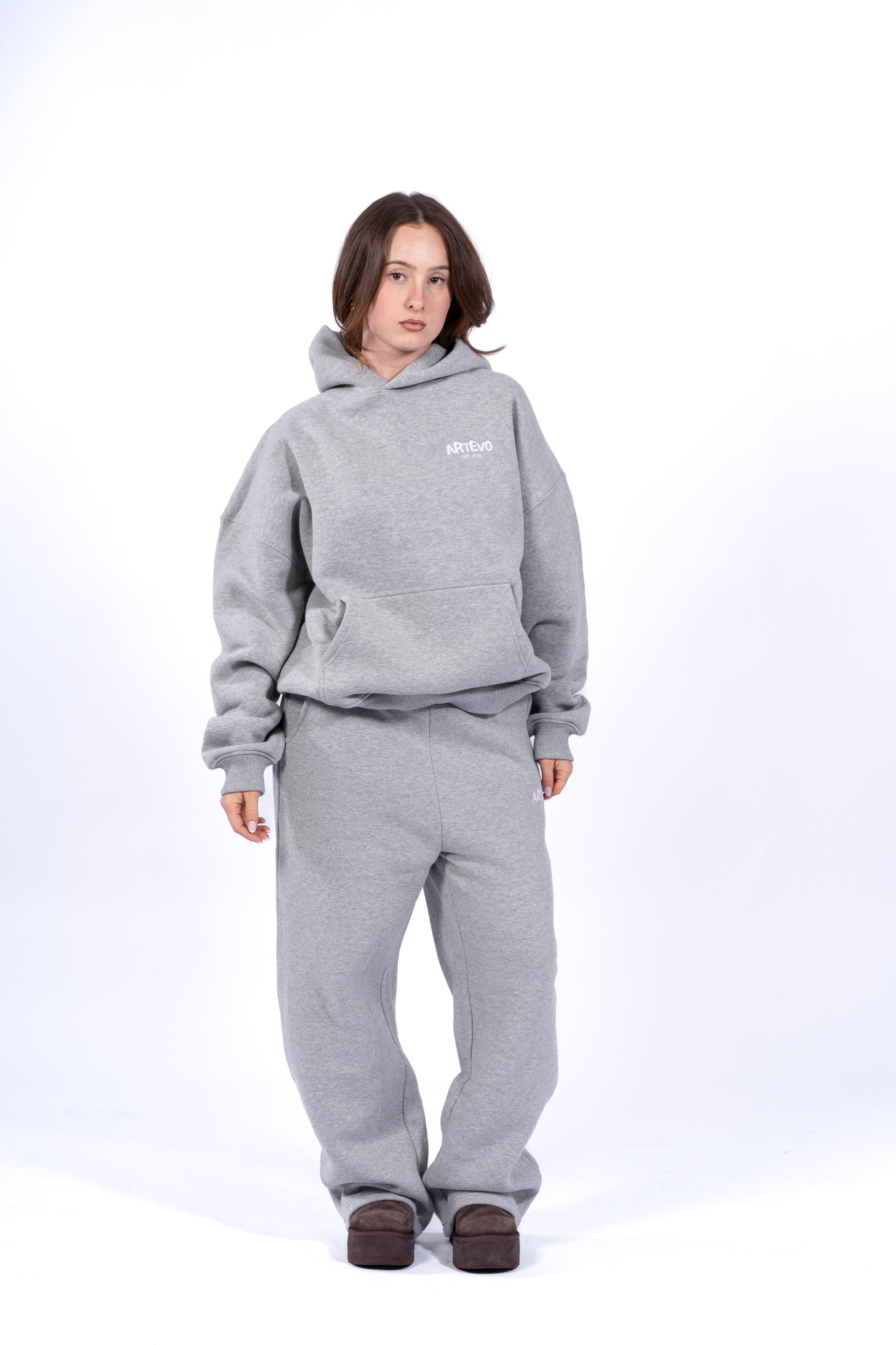 GREY MELANGE OPEN LEG JOGGER