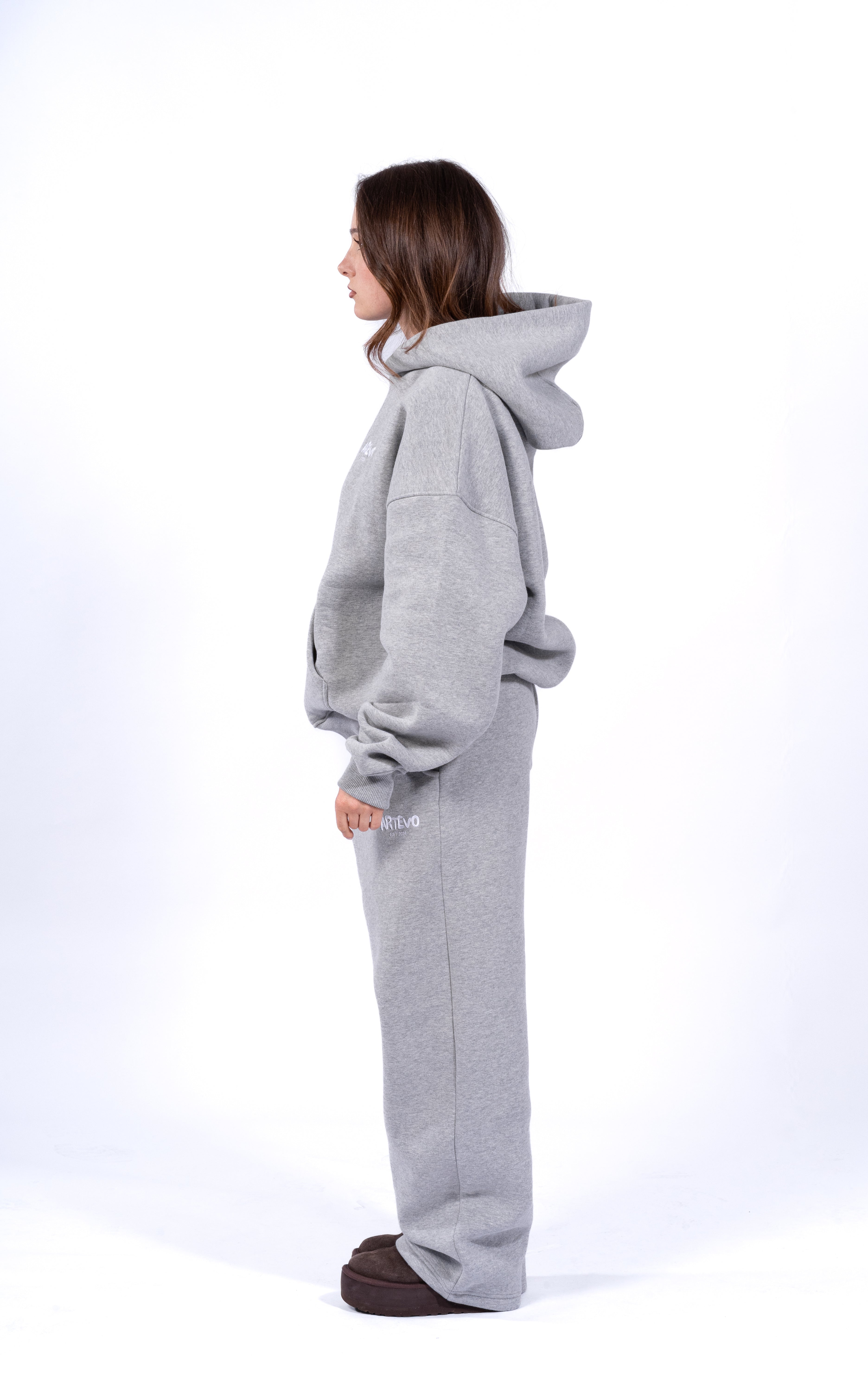 GREY MELANGE OPEN LEG JOGGER