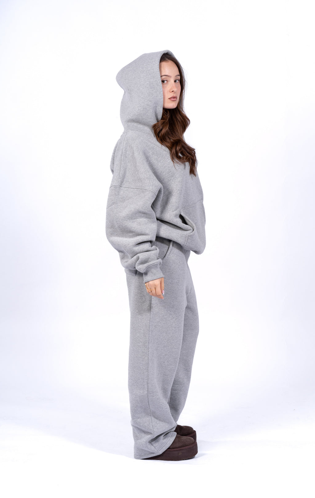 GREY MELANGE OPEN LEG JOGGER